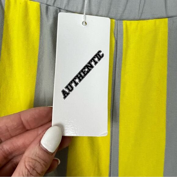 NWT Shane Justin Runway Flare Pants sz 2XL Yellow Grey Stripe Cotton Authentic - Picture 5 of 9